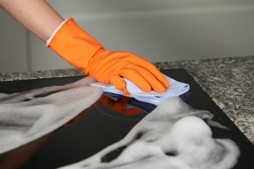 Professional carpet cleaner working on a domestic carpet in Uxbridge